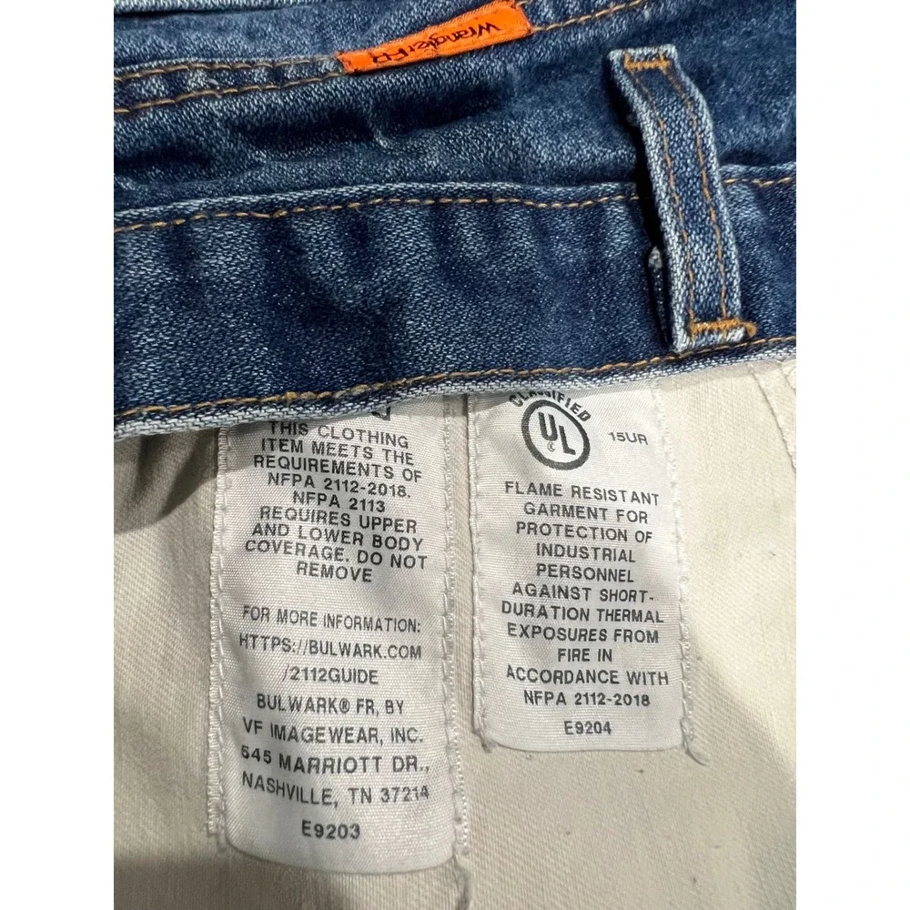 Wrangler FR Flame Resistant FR13M WZ Mens Blue Straight Leg Work Jeans 42x32